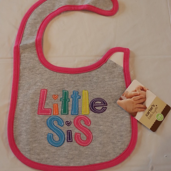 CARTER'S Little Layette OS Teething Bib Little Sis - Picture 1 of 5